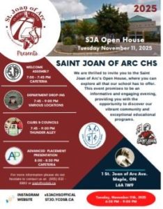 SAVE THE DATE: St. Joan of Arc CHS Open House – November 11, 2025